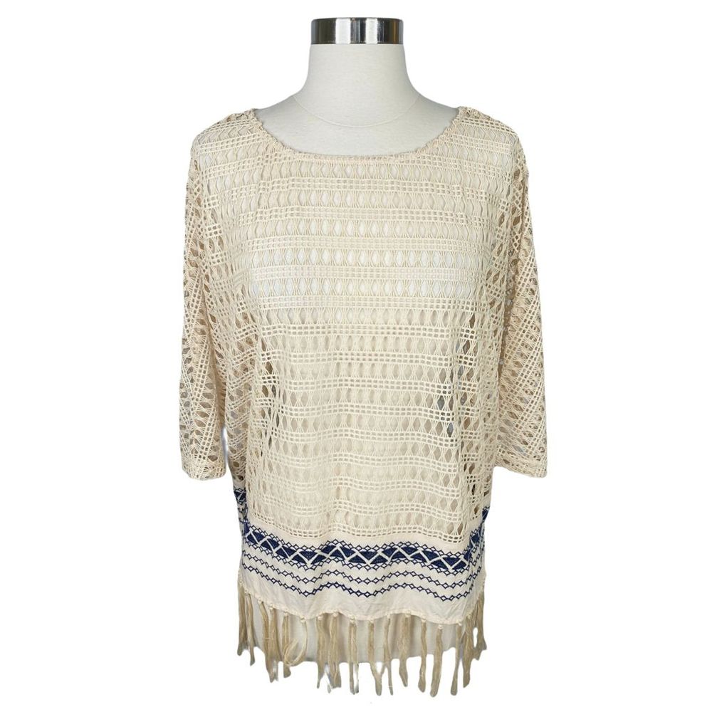 Umgee Boho Crochet Fringe Top - Size Small (Oversized)